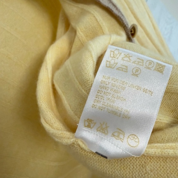 VTG ESCADA Turtleneck Tank & Cardigan Set Yellow Rib Knit Italy 12 Cashmere EUC - Picture 14 of 14